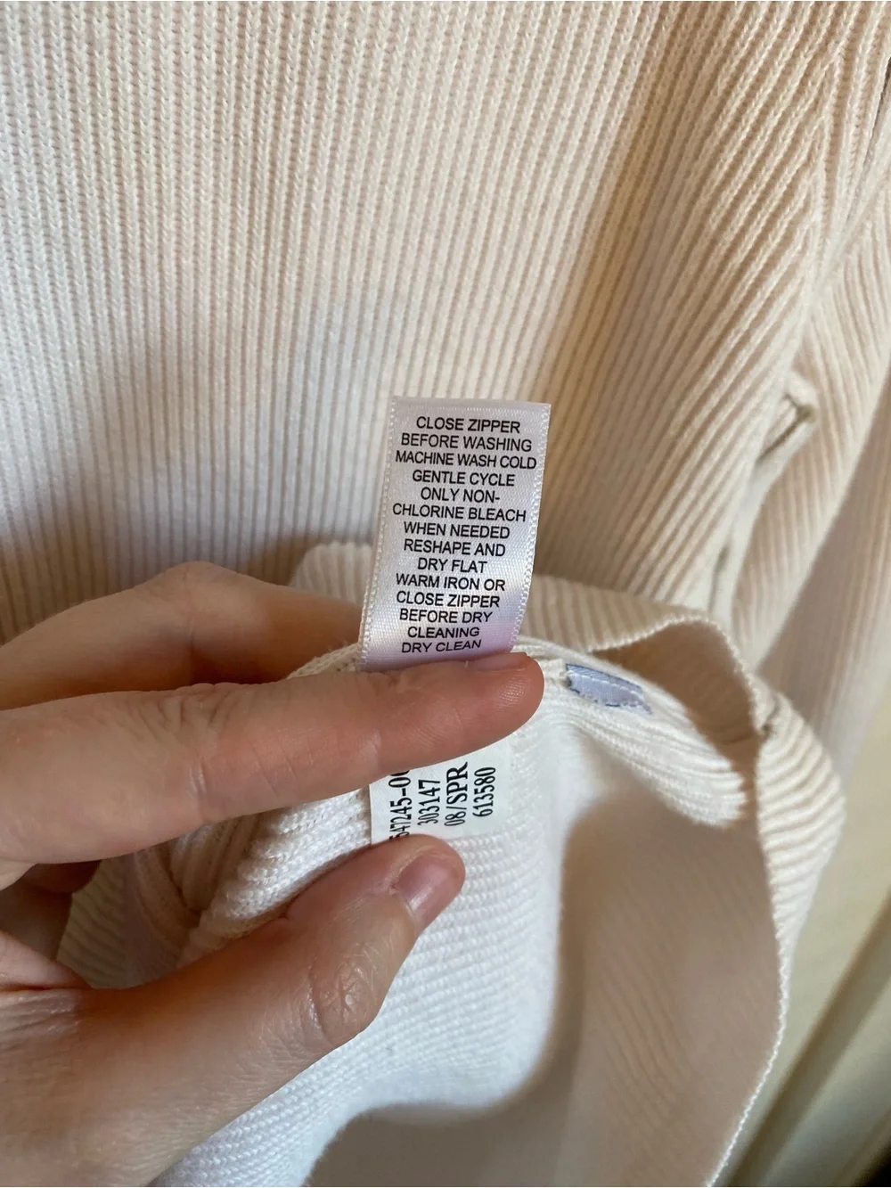 Banana Republic Cream Ribbed 100% Cotton Quarter-Zip Sweater